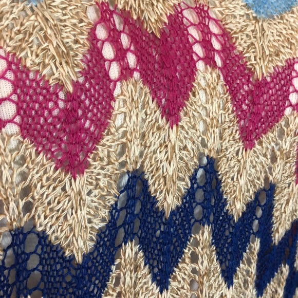 BISOU-BISOU Size Large OpenKnit Oversized Chevron V-Neck MISSONI Vibe $89 NEW - Picture 12 of 13